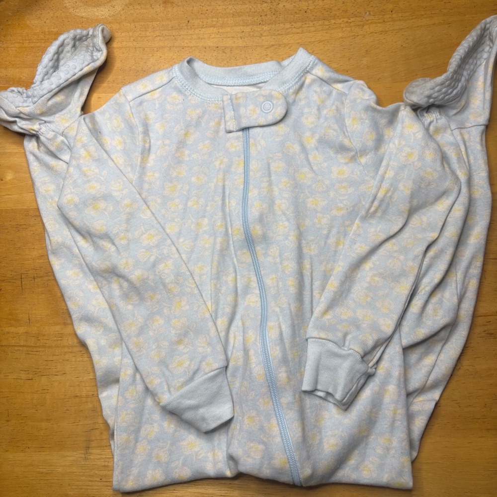 Member's Mark Baby Girl 18M Blue Floral Footed Sleeper Pajamas Zip Up